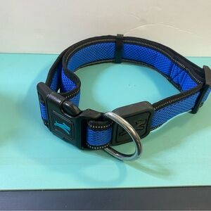 Blue Padded Dog Collar with Quick-Release Buckle